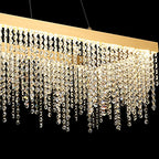 IL32875 Bano Rectangular Dimmable Pendant 40W LED French Gold / Crystal Chain