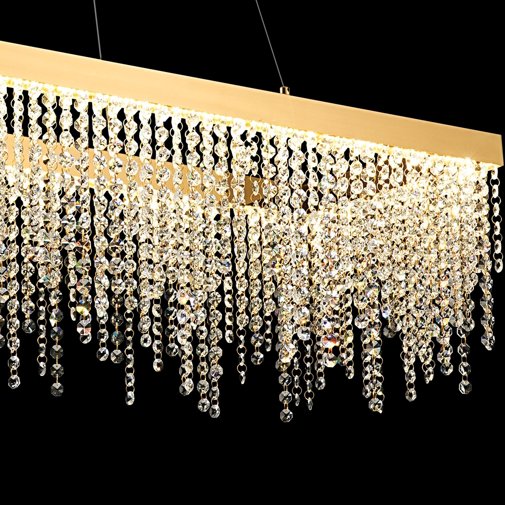 IL32875 Bano Rectangular Dimmable Pendant 40W LED French Gold / Crystal Chain (S)