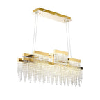 IL32878 Bano Linear 3 Light Dimmable Pendant 46W LED French Gold / Crystal Chain
