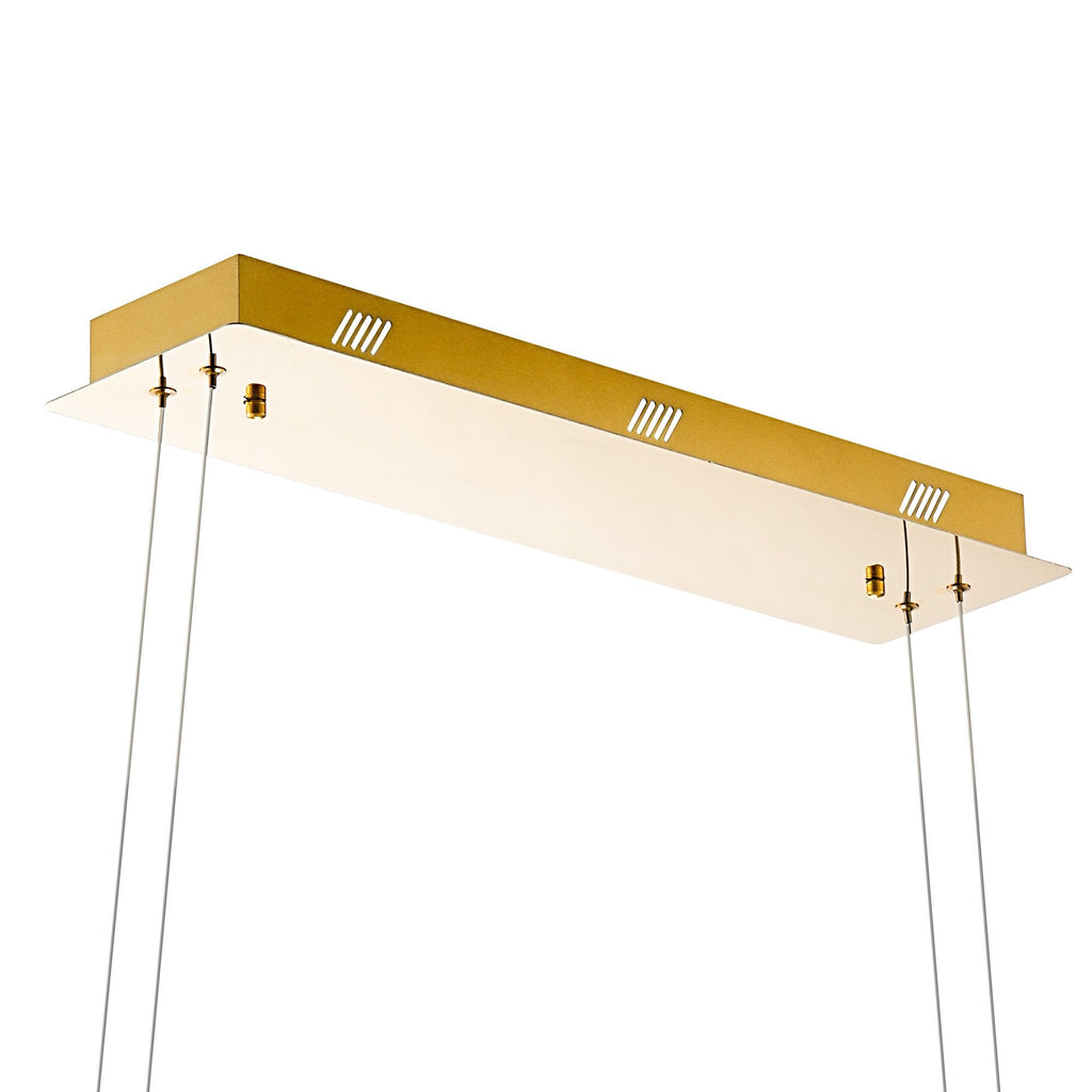 IL32878 Bano Linear 3 Light Dimmable Pendant 46W LED French Gold / Crystal Chain