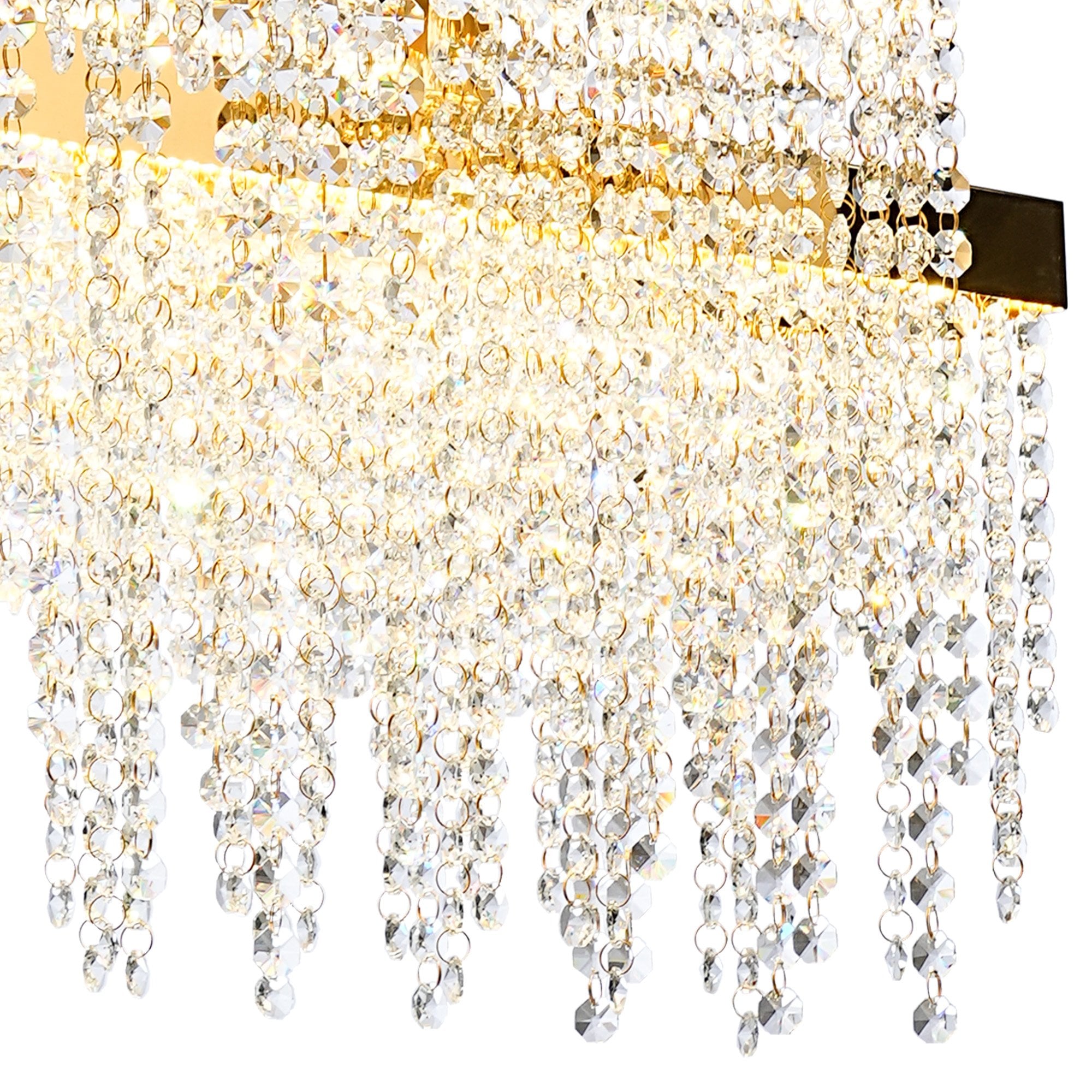 IL32878 Bano Linear 3 Light Dimmable Pendant 46W LED French Gold / Crystal Chain