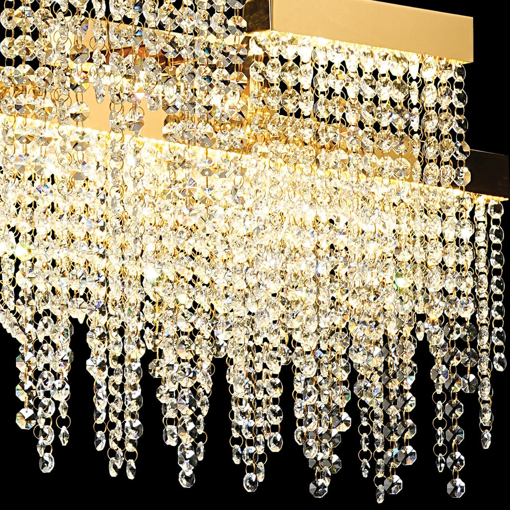 IL32878 Bano Linear 3 Light Dimmable Pendant 46W LED French Gold / Crystal Chain
