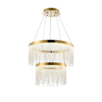 IL32872 Bano Round 2 Tier Dimmable Pendant 47W LED French Gold / Crystal Chain