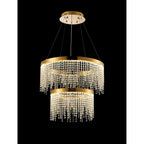 IL32872 Bano Round 2 Tier Dimmable Pendant 47W LED French Gold / Crystal Chain