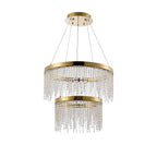 IL32872 Bano Round 2 Tier Dimmable Pendant 47W LED French Gold / Crystal Chain