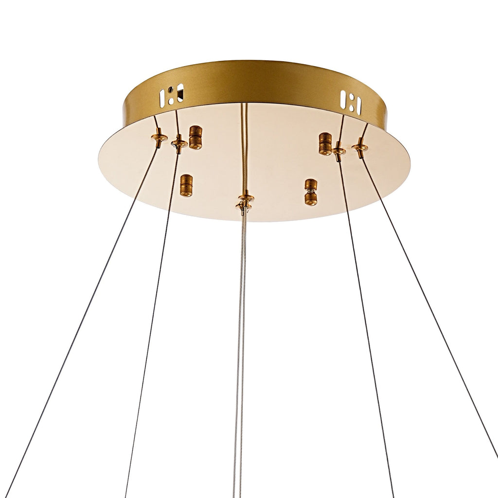IL32872 Bano Round 2 Tier Dimmable Pendant 47W LED French Gold / Crystal Chain