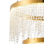 IL32872 Bano Round 2 Tier Dimmable Pendant 47W LED French Gold / Crystal Chain