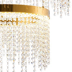 IL32872 Bano Round 2 Tier Dimmable Pendant 47W LED French Gold / Crystal Chain
