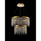 IL32872 Bano Round 2 Tier Dimmable Pendant 47W LED French Gold / Crystal Chain