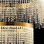 IL32872 Bano Round 2 Tier Dimmable Pendant 47W LED French Gold / Crystal Chain