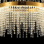 IL32872 Bano Round 2 Tier Dimmable Pendant 47W LED French Gold / Crystal Chain