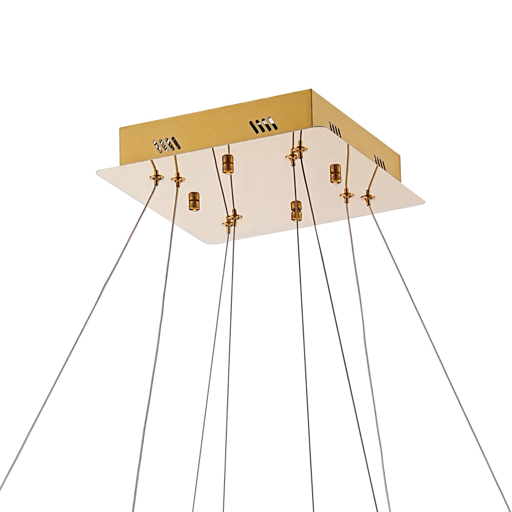 IL32874 Bano Square 2 Tier Dimmable Pendant 47W LED French Gold / Crystal Chain