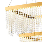 IL32874 Bano Square 2 Tier Dimmable Pendant 47W LED French Gold / Crystal Chain