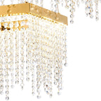 IL32874 Bano Square 2 Tier Dimmable Pendant 47W LED French Gold / Crystal Chain