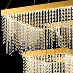 IL32874 Bano Square 2 Tier Dimmable Pendant 47W LED French Gold / Crystal Chain