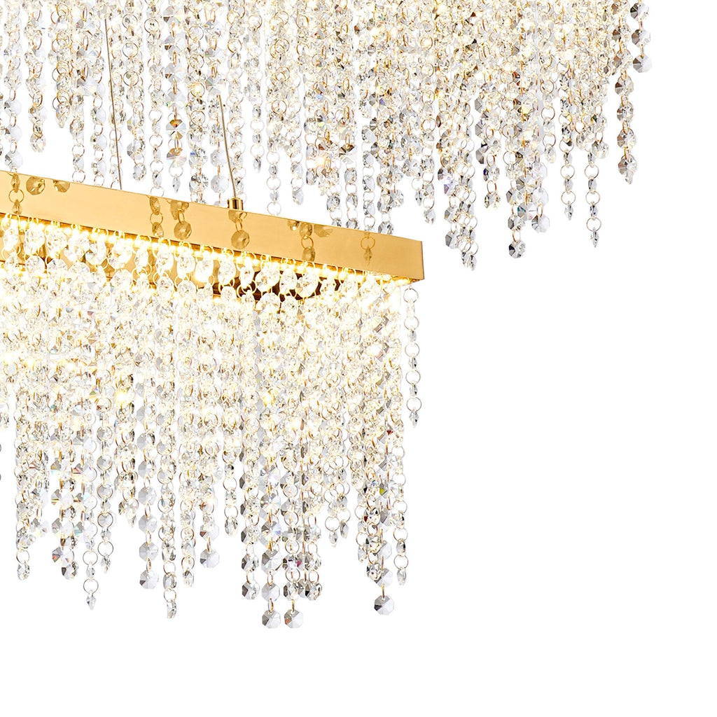 IL32876 Bano Rectangular 2 Tier Dimmable Pendant 65W LED French Gold / Crystal Chain