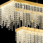 IL32876 Bano Rectangular 2 Tier Dimmable Pendant 65W LED French Gold / Crystal Chain