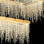 IL32876 Bano Rectangular 2 Tier Dimmable Pendant 65W LED French Gold / Crystal Chain