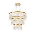 IL32916 Bano Round 3 Tier Dimmable Pendant 90W LED French Gold / Crystal Chain