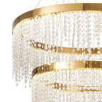 IL32916 Bano Round 3 Tier Dimmable Pendant 90W LED French Gold / Crystal Chain
