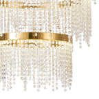 IL32916 Bano Round 3 Tier Dimmable Pendant 90W LED French Gold / Crystal Chain