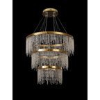 IL32916 Bano Round 3 Tier Dimmable Pendant 90W LED French Gold / Crystal Chain