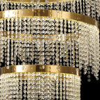 IL32916 Bano Round 3 Tier Dimmable Pendant 90W LED French Gold / Crystal Chain