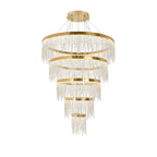 IL32917 Bano Round 5 Tier Dimmable Pendant 150W LED French Gold / Crystal Chain