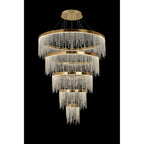 IL32917 Bano Round 5 Tier Dimmable Pendant 150W LED French Gold / Crystal Chain