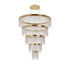 IL32917 Bano Round 5 Tier Dimmable Pendant 150W LED French Gold / Crystal Chain