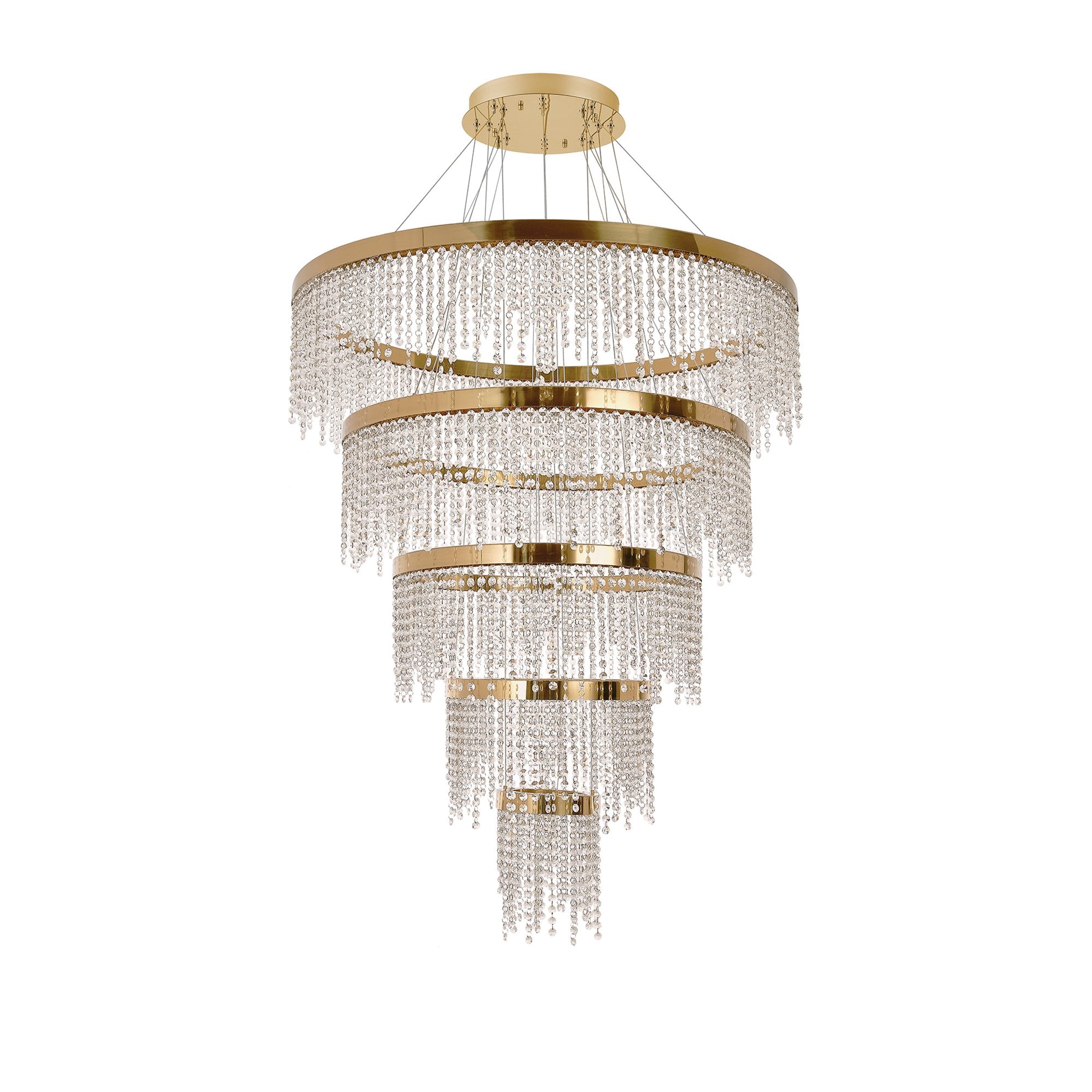 IL32917 Bano Round 5 Tier Dimmable Pendant 150W LED French Gold / Crystal Chain