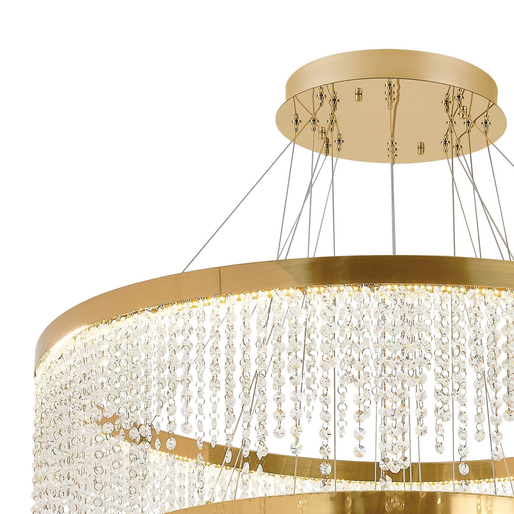 IL32917 Bano Round 5 Tier Dimmable Pendant 150W LED French Gold / Crystal Chain