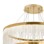 IL32917 Bano Round 5 Tier Dimmable Pendant 150W LED French Gold / Crystal Chain