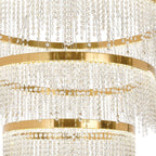 IL32917 Bano Round 5 Tier Dimmable Pendant 150W LED French Gold / Crystal Chain