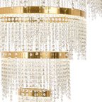 IL32917 Bano Round 5 Tier Dimmable Pendant 150W LED French Gold / Crystal Chain