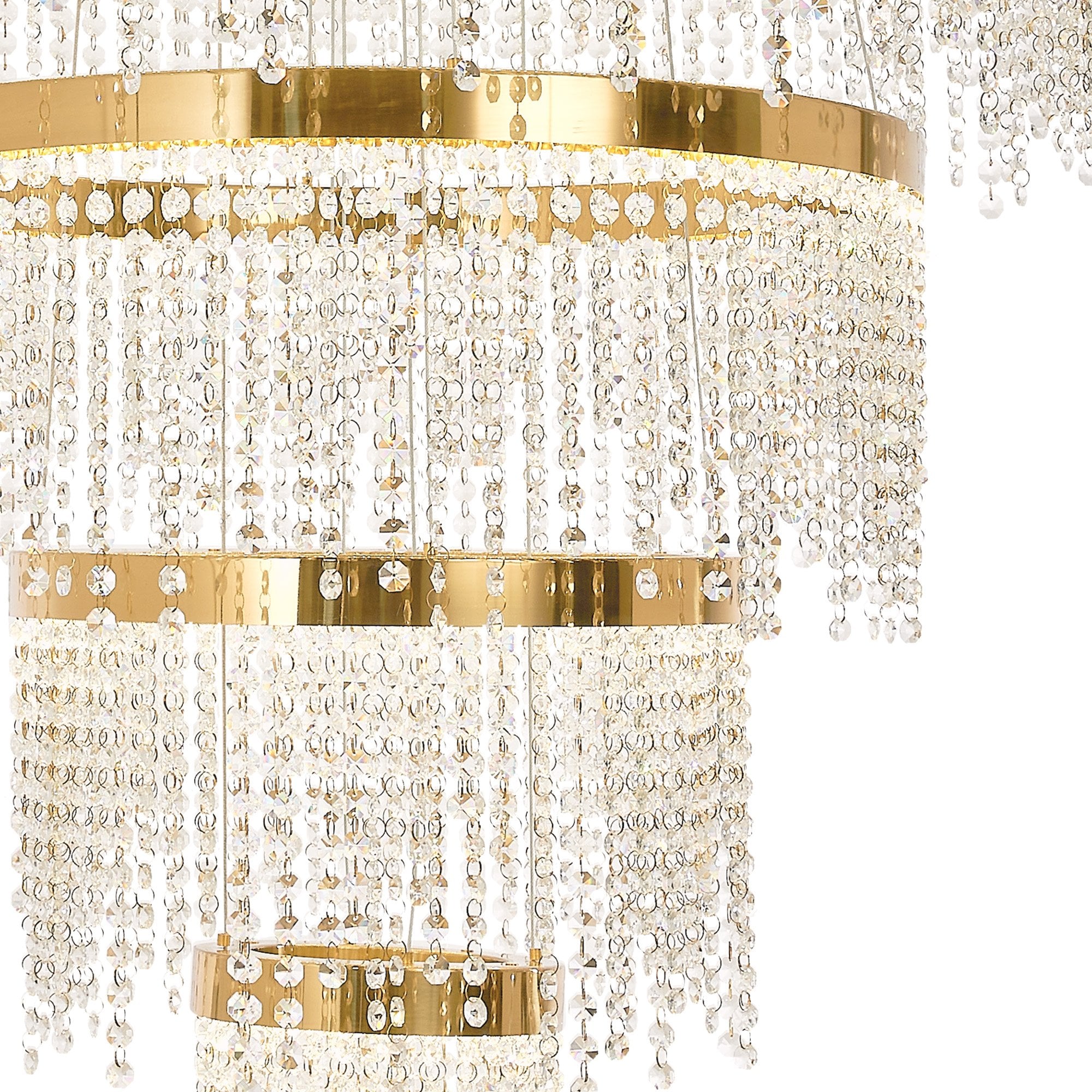 IL32917 Bano Round 5 Tier Dimmable Pendant 150W LED French Gold / Crystal Chain