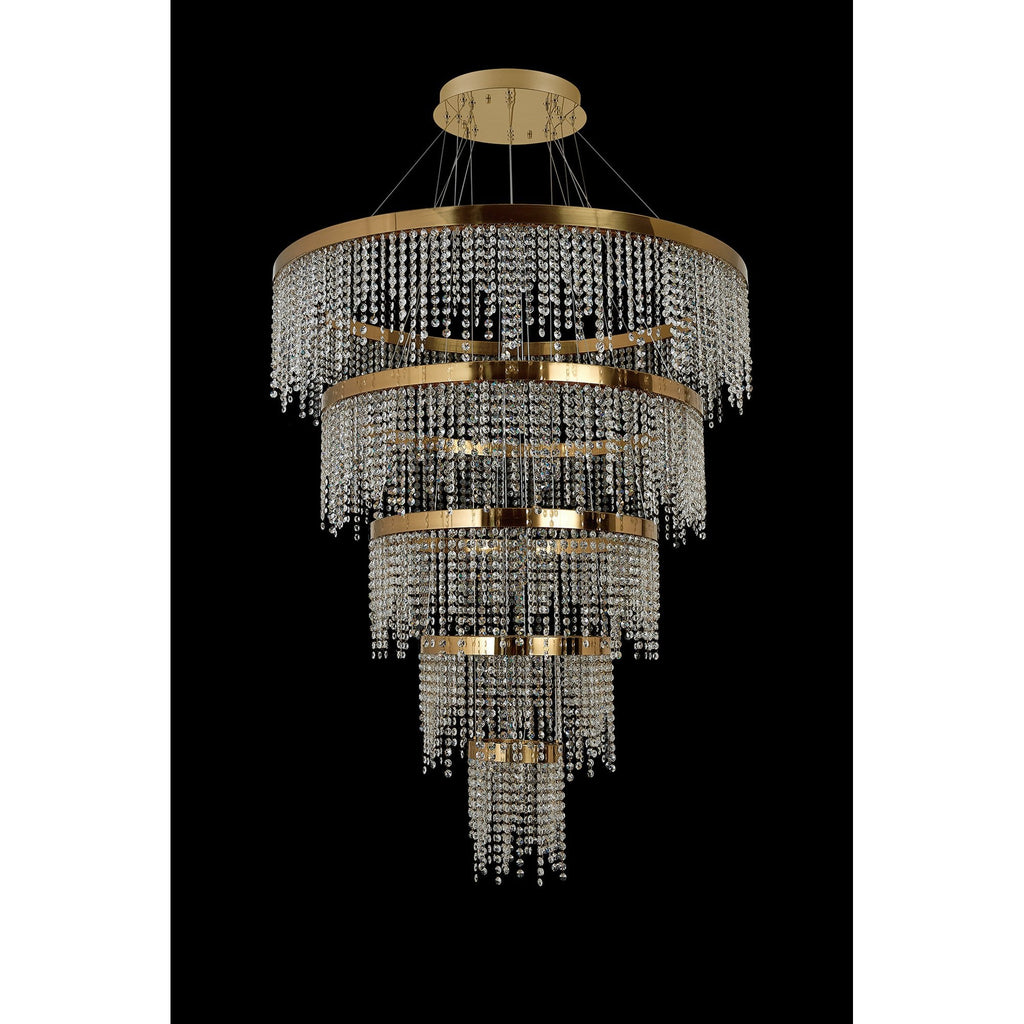 IL32917 Bano Round 5 Tier Dimmable Pendant 150W LED French Gold / Crystal Chain