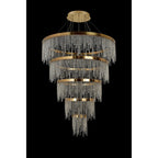 IL32917 Bano Round 5 Tier Dimmable Pendant 150W LED French Gold / Crystal Chain