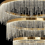 IL32917 Bano Round 5 Tier Dimmable Pendant 150W LED French Gold / Crystal Chain