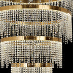 IL32917 Bano Round 5 Tier Dimmable Pendant 150W LED French Gold / Crystal Chain