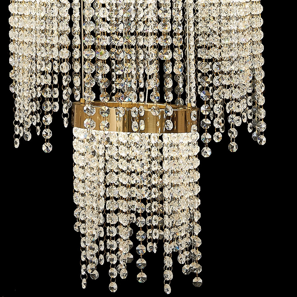 IL32917 Bano Round 5 Tier Dimmable Pendant 150W LED French Gold / Crystal Chain