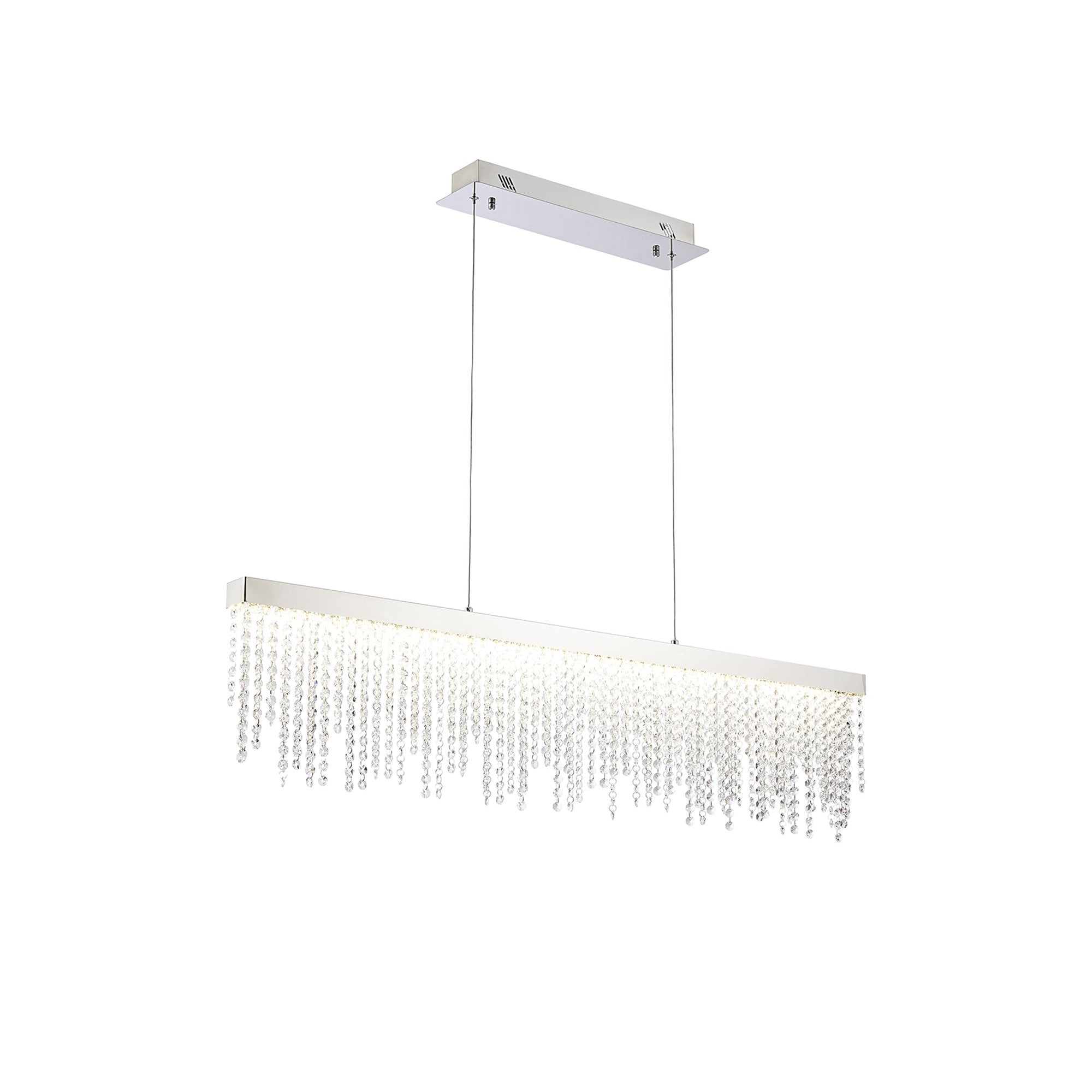 IL32866 Bano Linear Dimmable Pendant 40W LED Polished Chrome / Crystal Chain