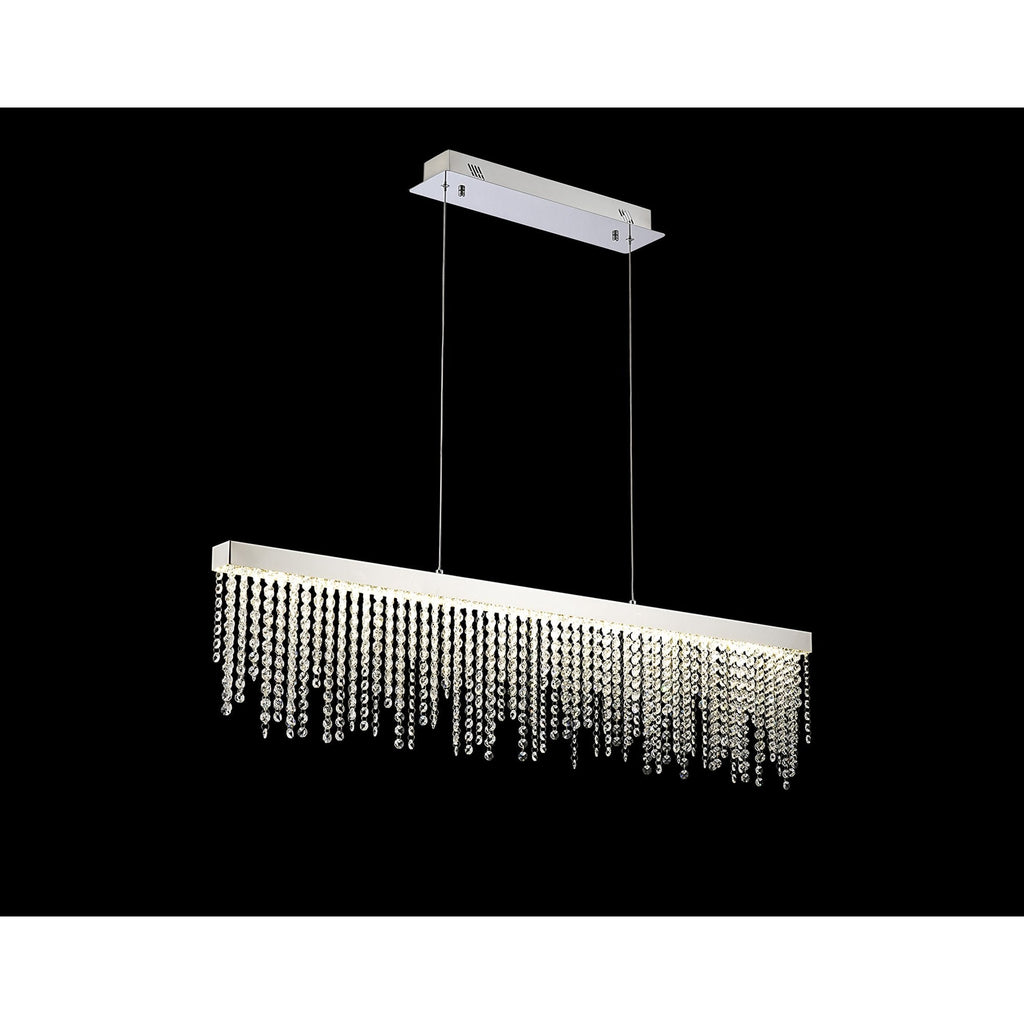 IL32866 Bano Linear Dimmable Pendant 40W LED Polished Chrome / Crystal Chain