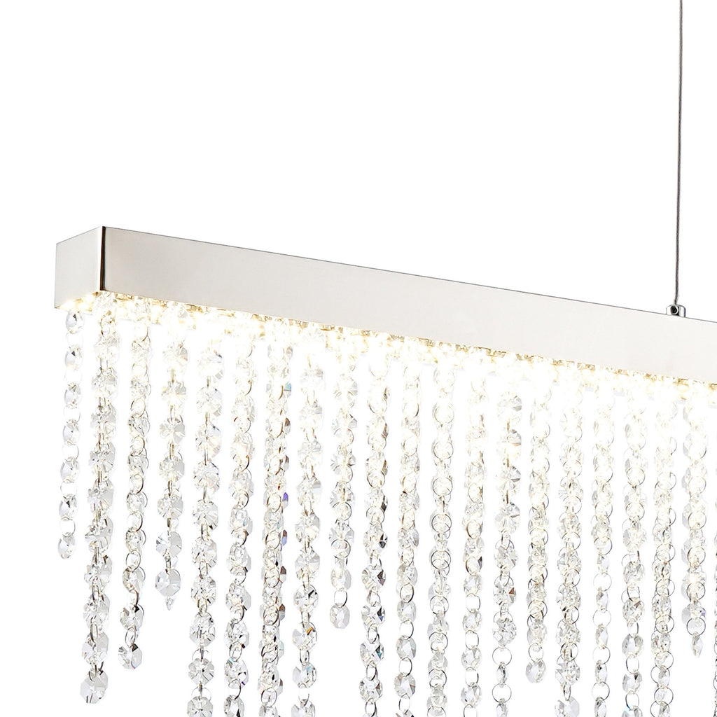 IL32866 Bano Linear Dimmable Pendant 40W LED Polished Chrome / Crystal Chain