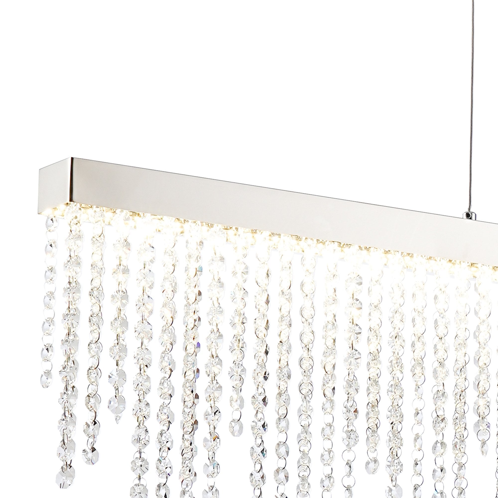 IL32866 Bano Linear Dimmable Pendant 40W LED Polished Chrome / Crystal Chain