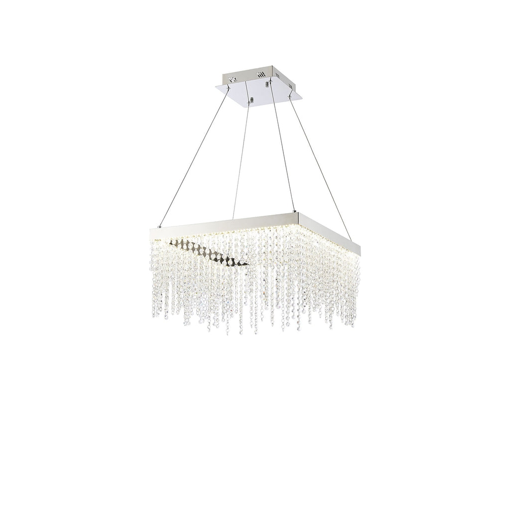 IL32862 Bano Square Dimmable Pendant 29W LED Polished Chrome / Crystal Chain