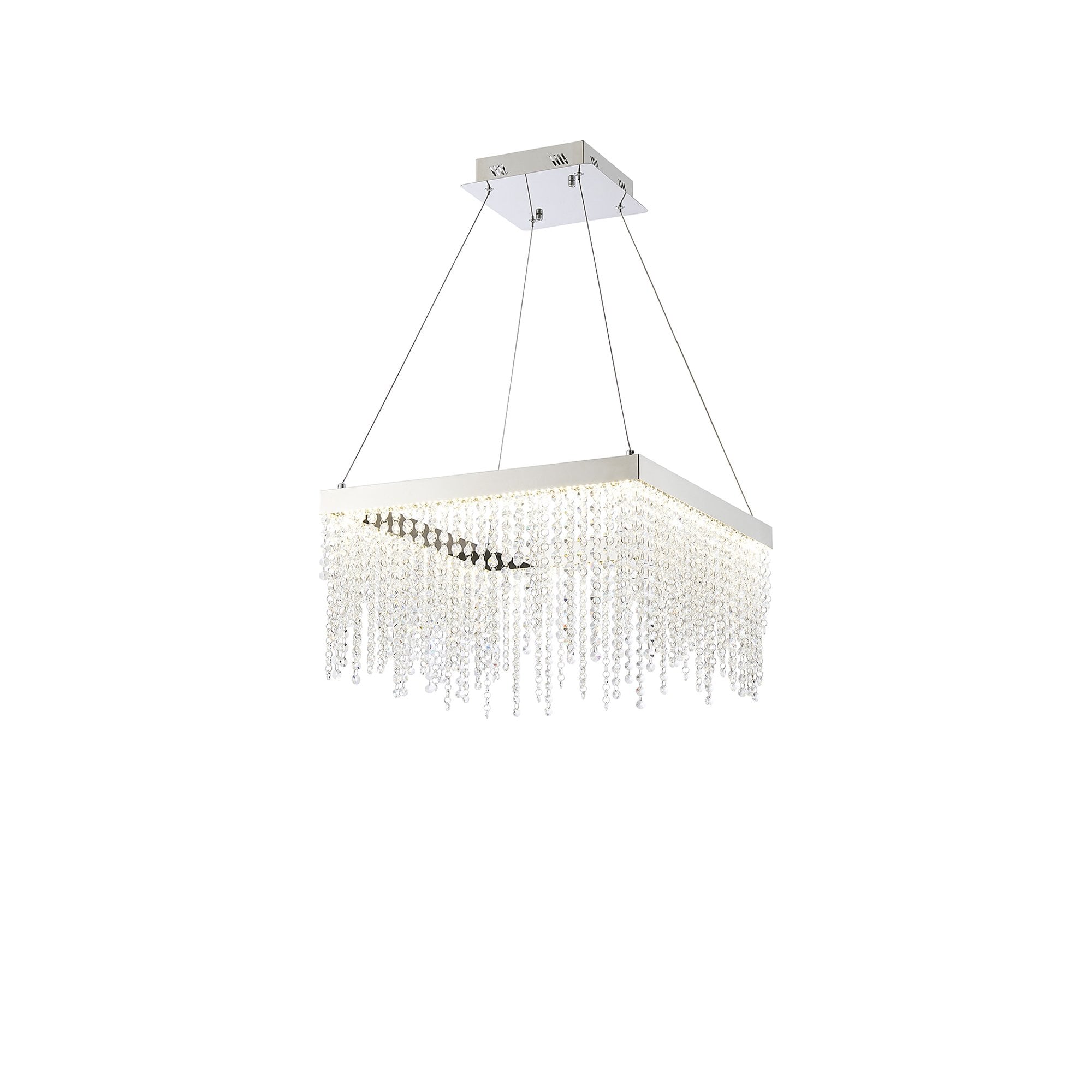 IL32862 Bano Square Dimmable Pendant 29W LED Polished Chrome / Crystal Chain