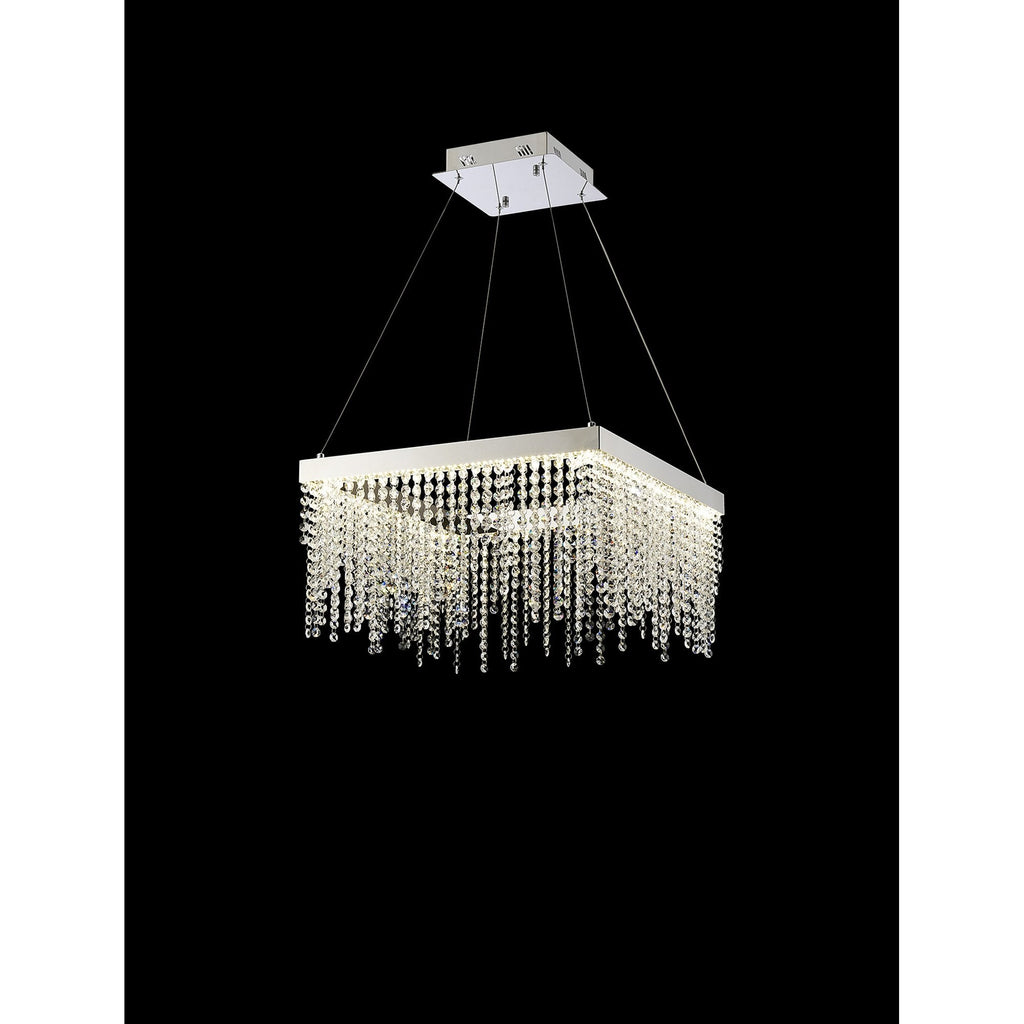 IL32862 Bano Square Dimmable Pendant 29W LED Polished Chrome / Crystal Chain