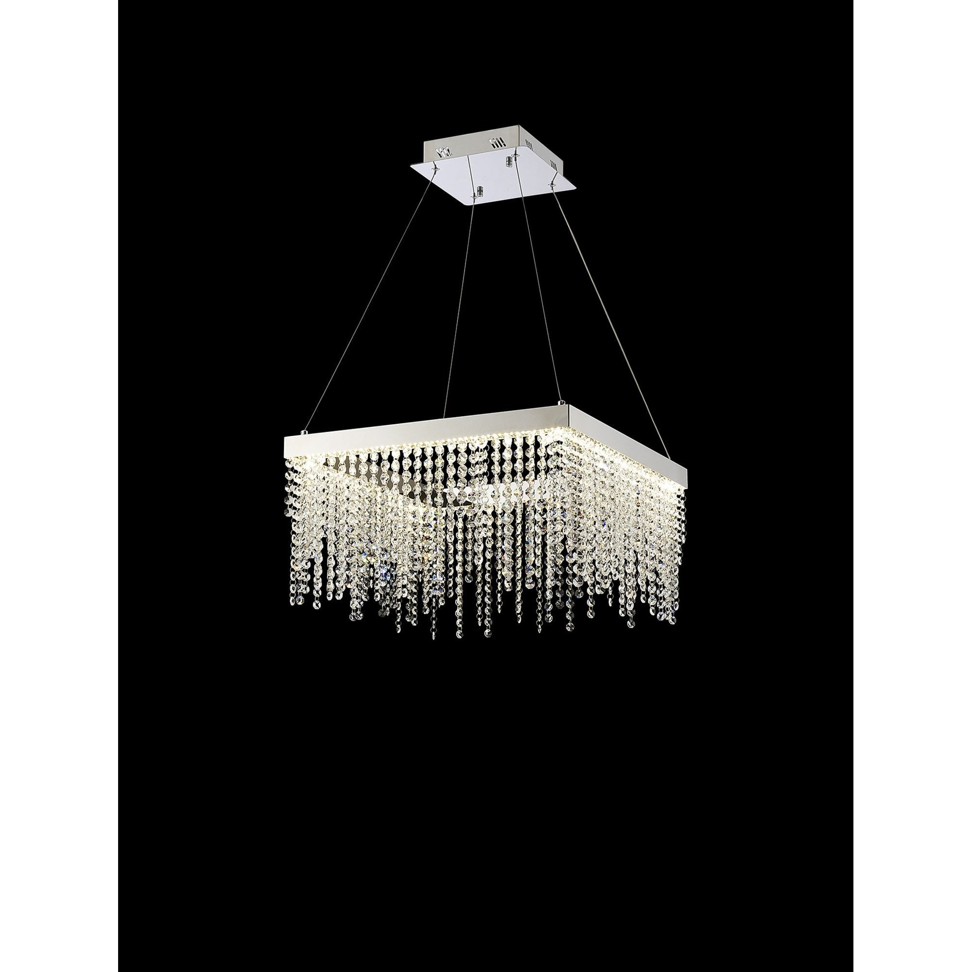 IL32862 Bano Square Dimmable Pendant 29W LED Polished Chrome / Crystal Chain