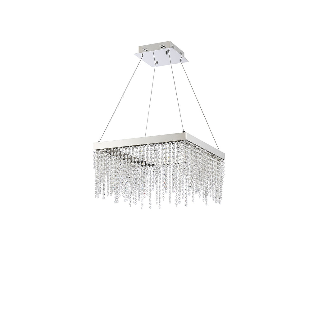 IL32862 Bano Square Dimmable Pendant 29W LED Polished Chrome / Crystal Chain